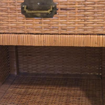 Wicker Side Table with Glass Top