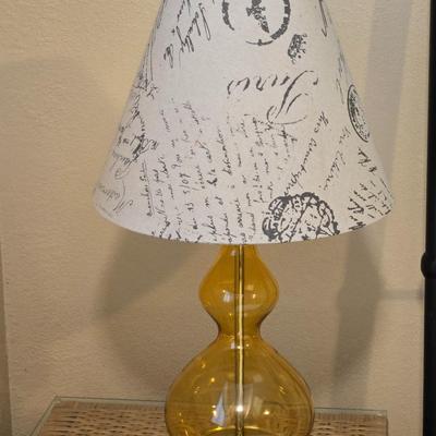 Yellow Glass Lamp with Paris Theme Shade