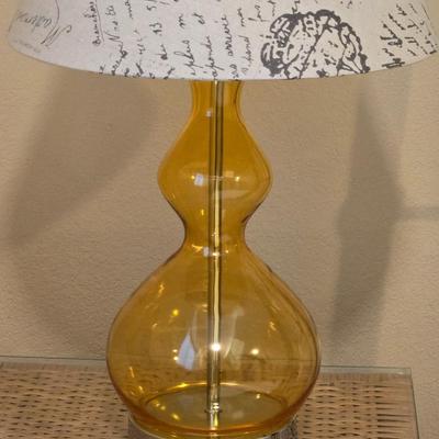 Yellow Glass Lamp with Paris Theme Shade