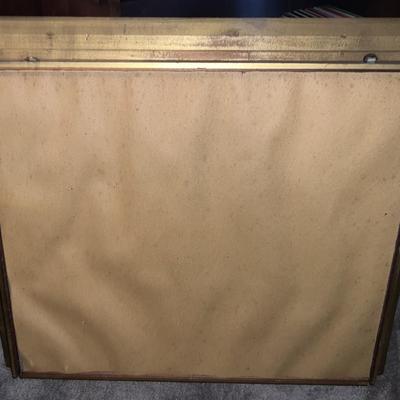 Vintage Mid Century Shadow Box Wall Display Inlaid Mirror Back & Border 29" Wide x 25.25" in Good Preowned Condition.
