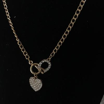 Gold, toned heart and horseshoe toggle necklace