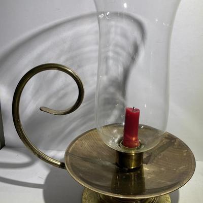 Vintage Brass Handheld Candle Holder Lantern Globe 13" Tall as Pictured.