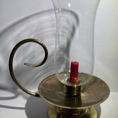 Vintage Brass Handheld Candle Holder Lantern Globe 13" Tall as Pictured.