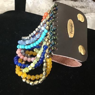 Multi colored, glass bead, Plunger cuff bracelet