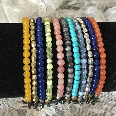 Multi colored, glass bead, Plunger cuff bracelet