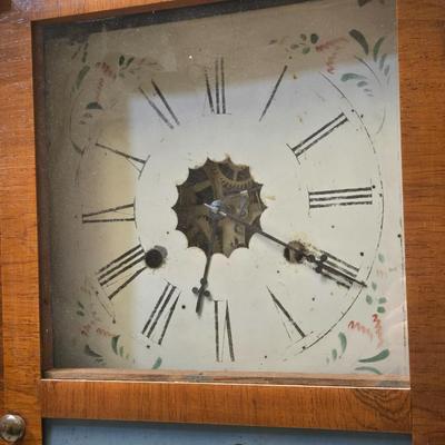 19th c. Antique Seth Thomas Weight Driven Èglomisè Wall Clock