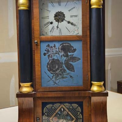19th c. Antique Seth Thomas Weight Driven Èglomisè Wall Clock