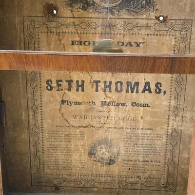 19th c. Antique Seth Thomas Weight Driven Èglomisè Wall Clock