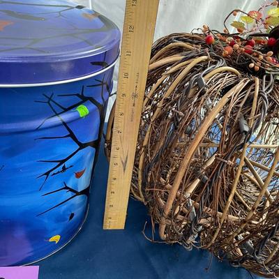 Large lighted pumpkin & tin