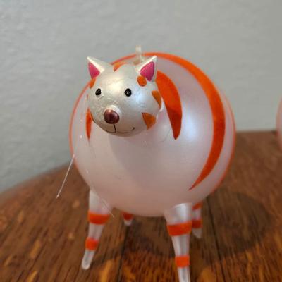 Glass Cat Ornaments