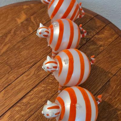 Glass Cat Ornaments