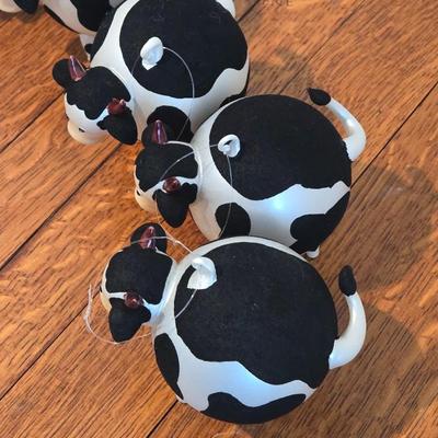 A Herd of Glass Cow Ornaments