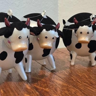 A Herd of Glass Cow Ornaments