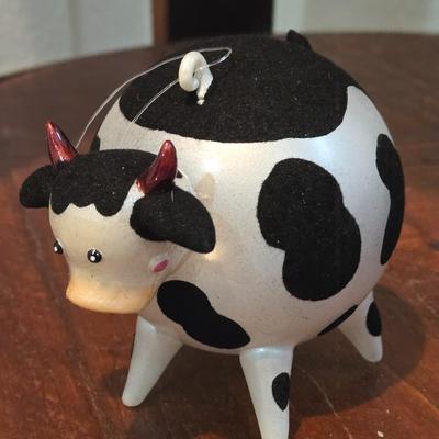 A Herd of Glass Cow Ornaments