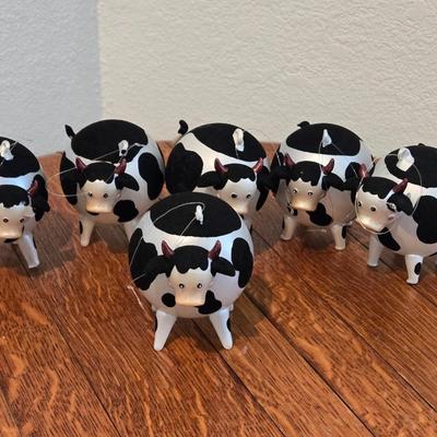 A Herd of Glass Cow Ornaments