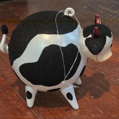 A Herd of Glass Cow Ornaments