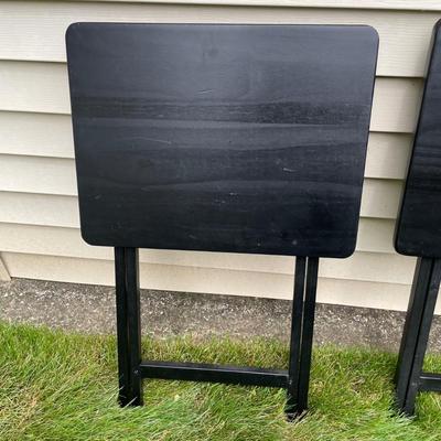 LOT 10L: Folding Black TV Dinner Tray Tables Set Of 4