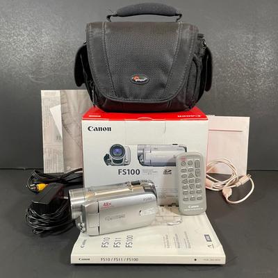 LOT 11L: Cannon FS 100 w/ Box, Controller & Lowpro Bag