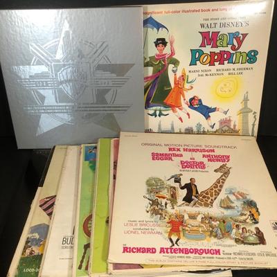 LOT 21L: Collection of Vintage Soundtrack & Kid's Vinyl Records: Mary Poppins, Doctor Dolittle, Wizard of Oz & More