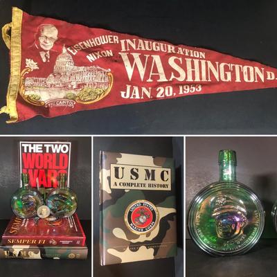 LOT 43L: Dwight Eisenhower First Edition Wheaton Bottle, Franklin Roosevelt First Edition Wheaton Bottle, Eisenhower / Nixon 1953...