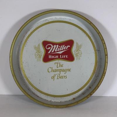 LOT 65L: Vintage Serving Tin Trays: Miller High Life, Beck's Bier, Dubonnet, Bicentennial & Whitbread