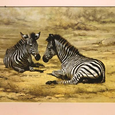 LOT 72G: Signed David Shepherd African Children Zebra Print