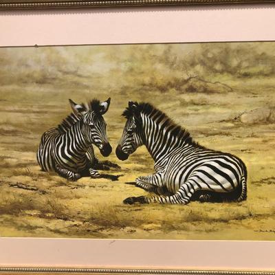 LOT 72G: Signed David Shepherd African Children Zebra Print