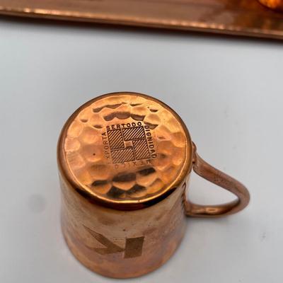 LOT 107L: Hammered Copper Cocktail Set
