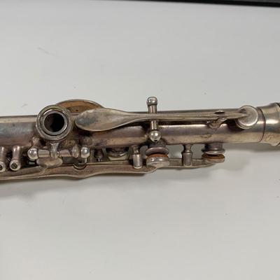 LOT 152 B: Vintage Cundy Bettoney Silver Clarinet W/ Case