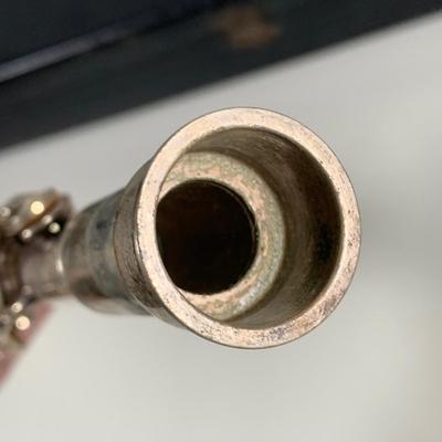 LOT 152 B: Vintage Cundy Bettoney Silver Clarinet W/ Case