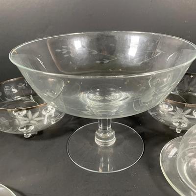 LOT 160D: Collection Of Clear, Etched & Colored Glass - Spinning Cake Stand, Pot Luck By Rosanna Dessert Plates & More