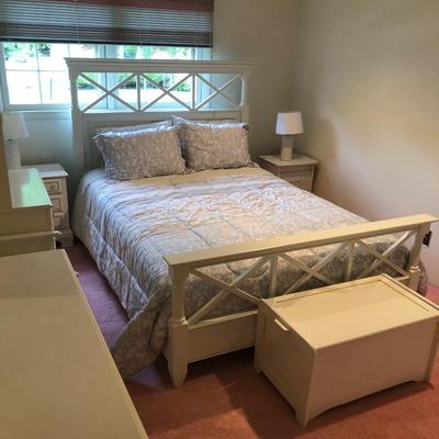 LOT 206U: Full Set of White Bedroom Furniture: Bassett & More