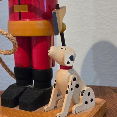 Vintage Erzgebirgische Volkskunst Fireman with Dalmatian Station No. 1 Nutcracker