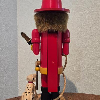 Vintage Erzgebirgische Volkskunst Fireman with Dalmatian Station No. 1 Nutcracker