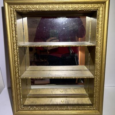 Vintage/Antique Gold Gilt Baroque Mirrored Deep Wall Shadow Box 15.5" x 19" in Good Preowned Condition.