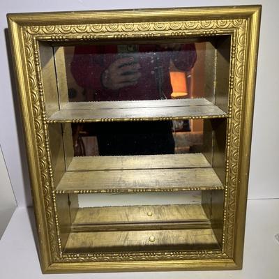 Vintage/Antique Gold Gilt Baroque Mirrored Deep Wall Shadow Box 15.5" x 19" in Good Preowned Condition.
