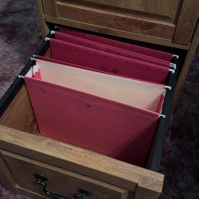 Wood File Cabinet (second floor) w/ Wolf Lamp (second floor)