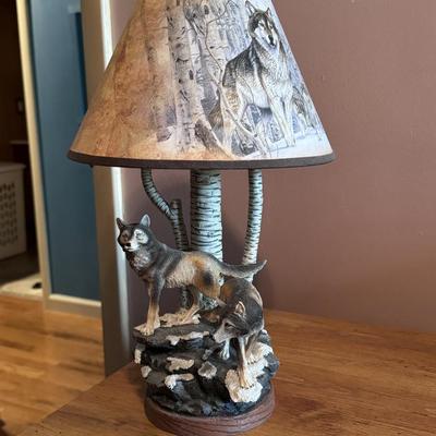 Wood File Cabinet (second floor) w/ Wolf Lamp (second floor)