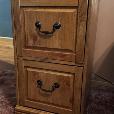 Wood File Cabinet (second floor) w/ Wolf Lamp (second floor)