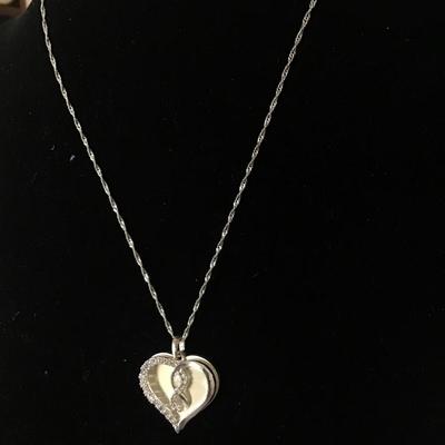 Silvertone chain heart pendant necklace