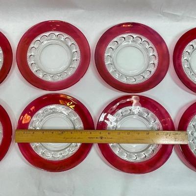 Lot of 8 plates - Tiffin King's Crown Ruby Cranberry Salad Dessert plates
