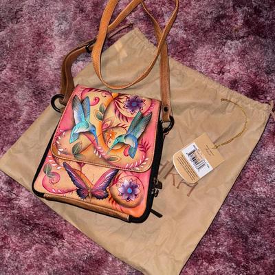 Anuschka Leather Hand Painted Crossbody Bag
