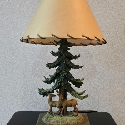 Evergreen and Deer Resin Lamp