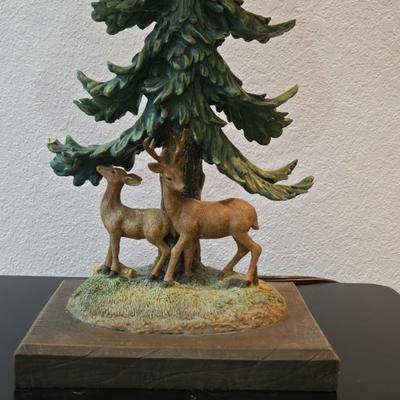 Evergreen and Deer Resin Lamp