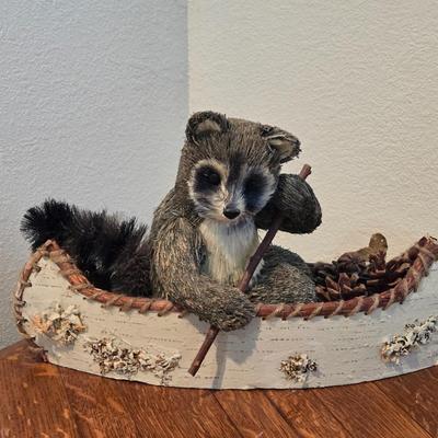Birch Bark Canon with Paddling Raccoon