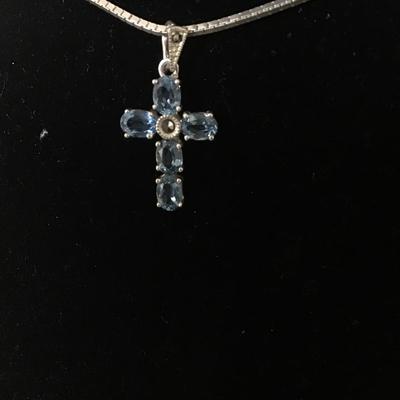 Vintage 925 sterling silver crystal cross pendant and 925 Italy Paolo Romeo necklace