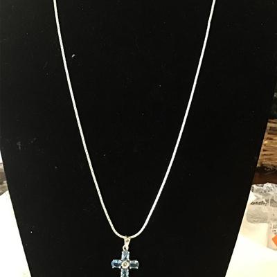 Vintage 925 sterling silver crystal cross pendant and 925 Italy Paolo Romeo necklace