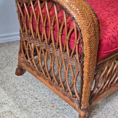 Very Nice Wicker Chair with Red Cushions