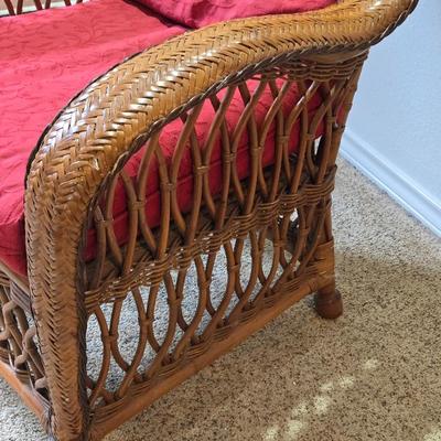 Very Nice Wicker Chair with Red Cushions