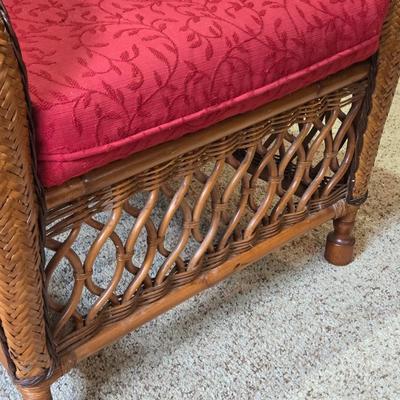 Very Nice Wicker Chair with Red Cushions